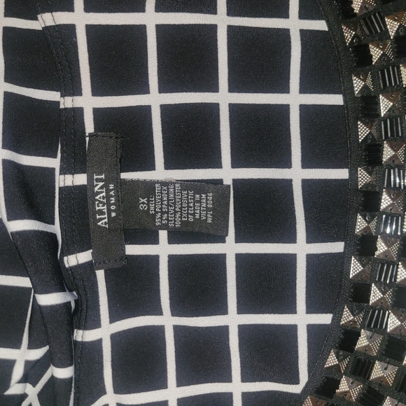 Alfani Black and White Grid Pattern Long Sleeve Top 3X - Picture 6 of 8